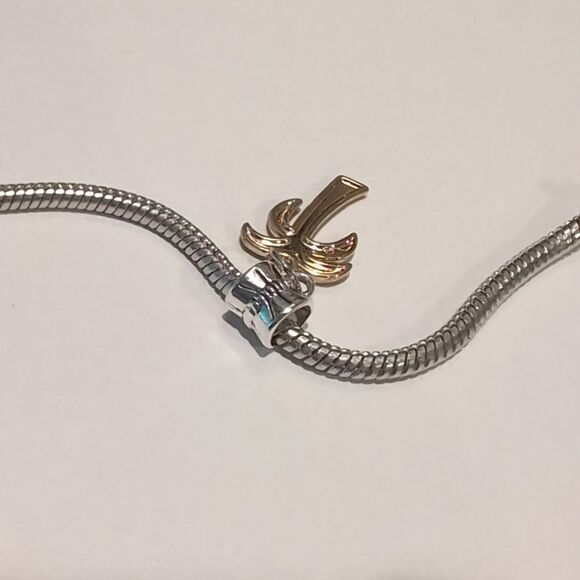 Silver Gold Palm Tree Enamel Dangle Charm‎ for Pandora Style Bracelet - Picture 4 of 4